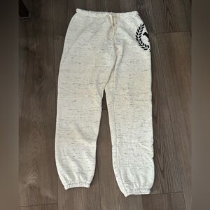 Victoria's Secret Cream Joggers with Black Logo NWT